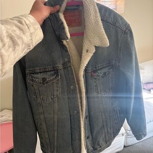 Levi's Blue Denim Jacket with White Sherpa Lining